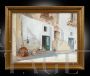 Guido Casciaro - Painting with a rustic courtyard, first half of the 20th century                     
                            