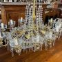 Large gilded bronze chandelier with crystals from the early 1900s