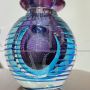 Perfume holder vase by Flavio Poli in submerged blue and purple Murano glass