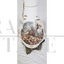 Antique electrified lamp in bronze and hand-painted Murano glass                            