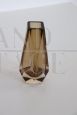 Small Mandruzzato vase in amber-coloured faceted Murano glass, 1960s