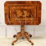 Antique Tarsia Rolo coffee table from the 19th century in inlaid walnut