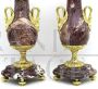 Antique pair of Napoleon III vases in gilded bronze and marble, 19th century