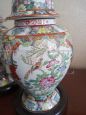 Pair of vintage Chinese hand-painted porcelain jars