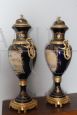 Pair of large Sèvres porcelain cassolette vases with bronzes, 20th century