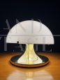 1970s mushroom table lamp in white plexiglass and brass