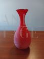 Vintage vase in red satin Murano glass