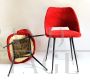 Pair of Eero Saarinen style chairs in red teddy fabric, 1970s