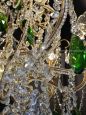 Florentine style chandelier with green crystal drops