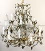 Large vintage Murano glass chandelier with crystal drops, 1950s