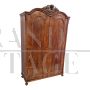 Pair of antique 19th century wardrobes with two doors in carved walnut