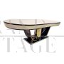 Oval table in natural parchment in Art Deco style