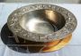 Vintage decorated pewter centerpiece bowl