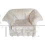 Pair of vintage beige velvet armchairs