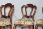 Set of 4 antique Louis Philippe chairs in walnut with carved backrest, Italy 1850s