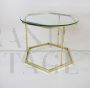 Hexagonal design coffee table in brass with glass top, 1970s