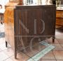 Antique Louis XVI dresser with drop-down top, in walnut with inlays