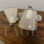 Pair of wall lights in worked Murano glass and chromed metal, 1970s