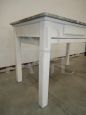 1950s kitchen table with marble top, cutting boards, rolling pin and drawer