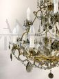 Large vintage Murano glass chandelier with crystal drops, 1950s