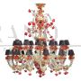 Rezzonico chandelier in white, gold and red Murano glass with black lampshades                            