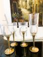 Set of 12 Murano glass and brass boat glasses, Italy 1980s