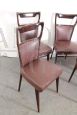 Six unique Vittorio Dassi 1950s chairs in wood and Skai