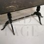 Black Art Deco dining table with black marble effect glass top