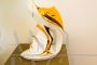 White and gold ceramic heron signed Ahura, Italy 1970