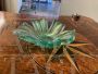 Barovier e Toso floral centerpiece in iridescent green Murano glass, 1950s