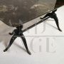 Black Art Deco dining table with black marble effect glass top