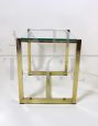 Pair of nesting tables in brass and glass, 1970s