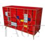 Dresser with four drawers in red Murano glass