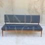 Anonima Castelli 3-seater sofa in teak and teal blu skai, 1950s