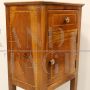 Antique Directoire bedside table cabinet in inlaid walnut, 19th century Italy