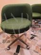 Set of 4 vintage office chairs in green fabric