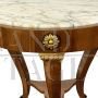 Pair of French antique style coffee tables with marble top, late 1900s