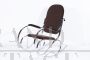 Maison Jansen style chrome rocking chair in brown velvet, 1970s