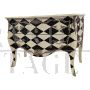 Baroque style chest of drawers with black and white diamonds