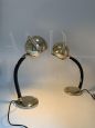 Pair of adjustable golden Italian space age style table lamps