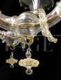 Large and sumptuous chandelier in transparent and gold Murano glass