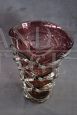 Large vintage amber and purple artistic Murano glass vase