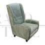 Pair of vintage style armchairs in sage green velvet