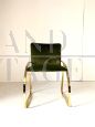 Design cantilever office chair in golden steel and green velvet, Italy 1970s