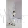 Vintage electrified oil table lamp in bronze and glass