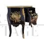 Baroque style dresser in black lacquered wood with golden decorations