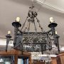 Antique wrought iron chandelier with six lights, Italy 19th century