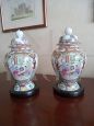 Pair of vintage Chinese hand-painted porcelain jars