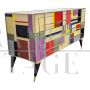 Design dresser in multicolored Murano glass with 6 drawers