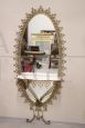 Large oval wall mirror with console, 1950s         